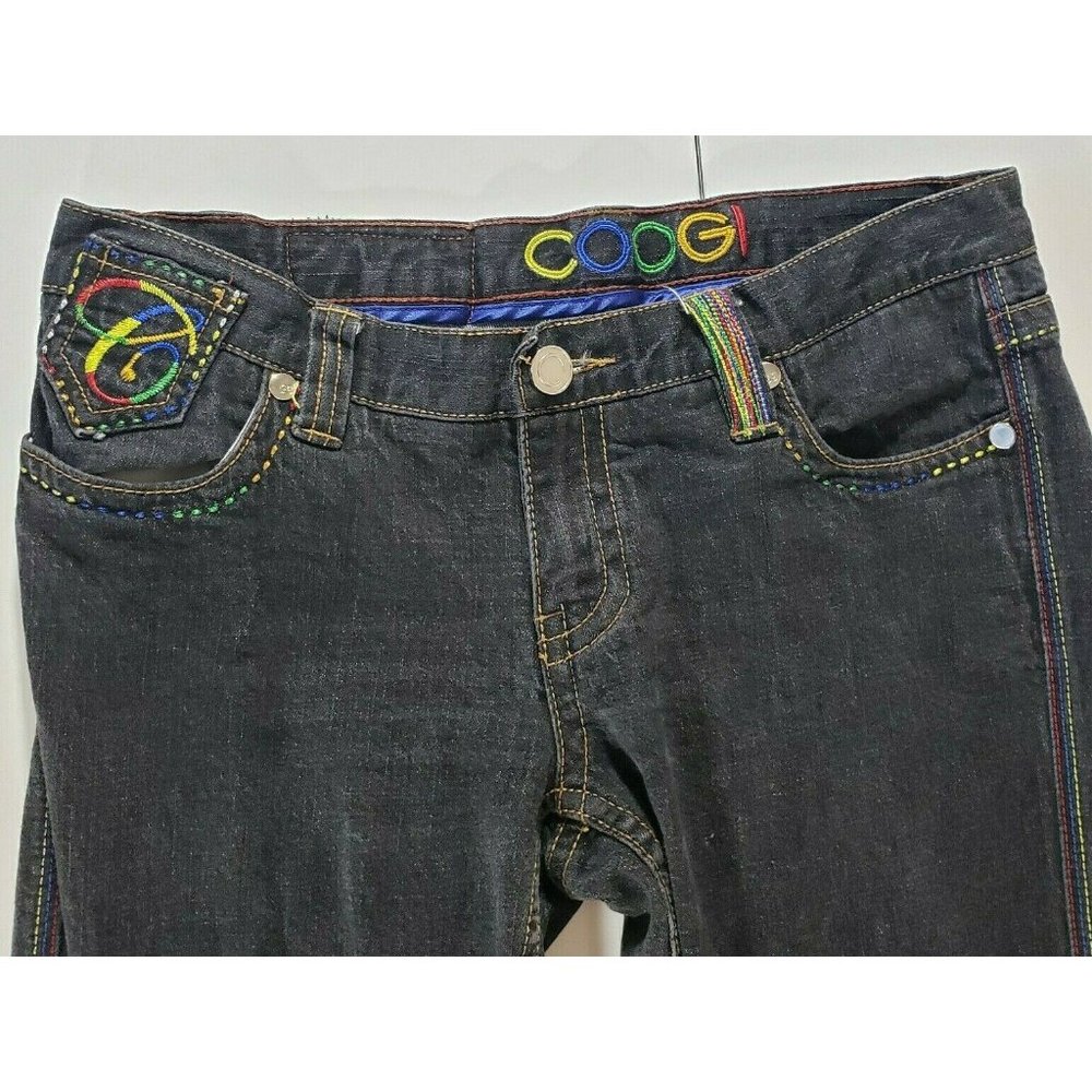 COOGI Dark Wash" Rainbow Boogie" 13 Multicolor Embroidery Stitching Logo EUC - Picture 4 of 13